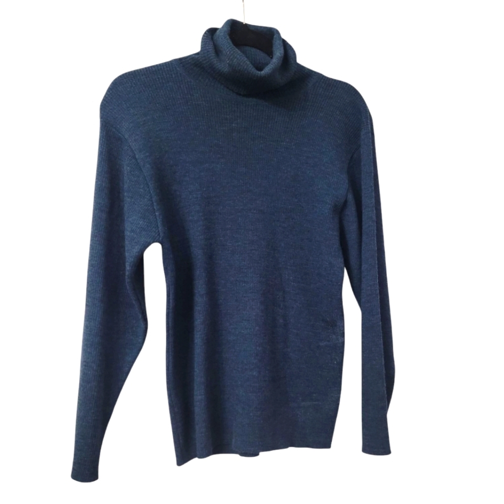 Vintage 100 percent wool Tricots St Raphael woman's small royal blue turtleneck